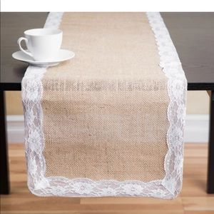 Burlap lace table runner